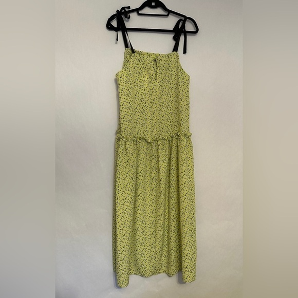 NWT Topshop Floral Print Drop Waist MIDI Dress, Size 6 US Women’s “Lime” Color - Picture 13 of 14